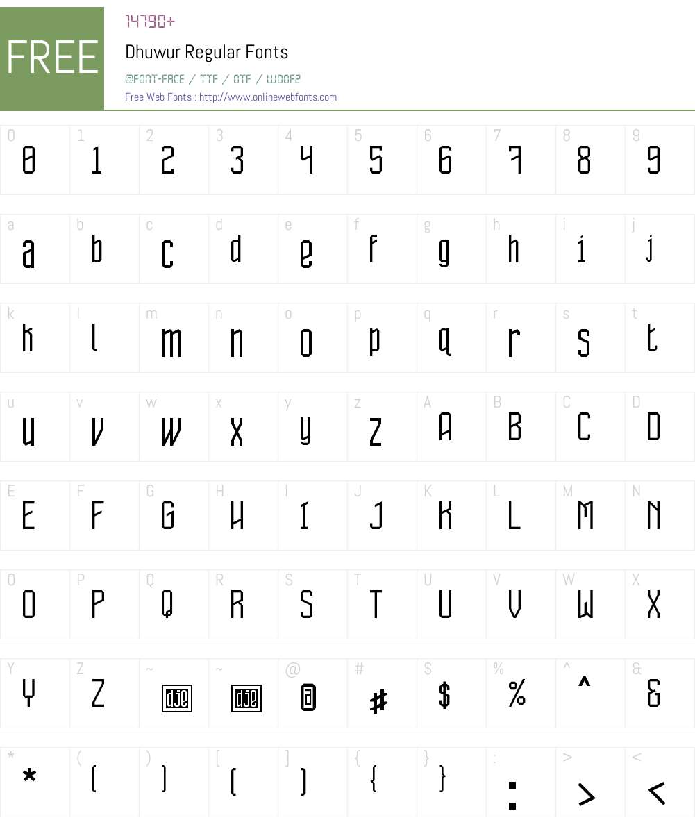 Dhuwur Font Screenshots