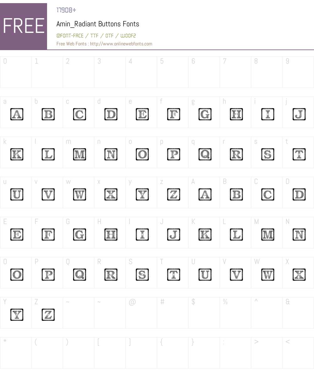 Amin_Radiant Buttons Font Screenshots