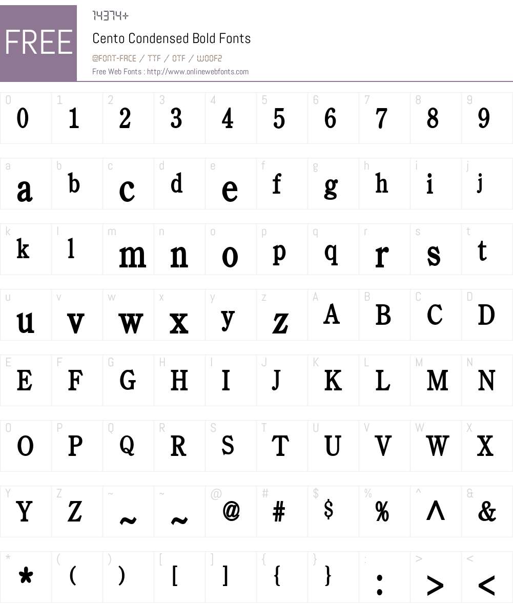 Cento Condensed Font Screenshots