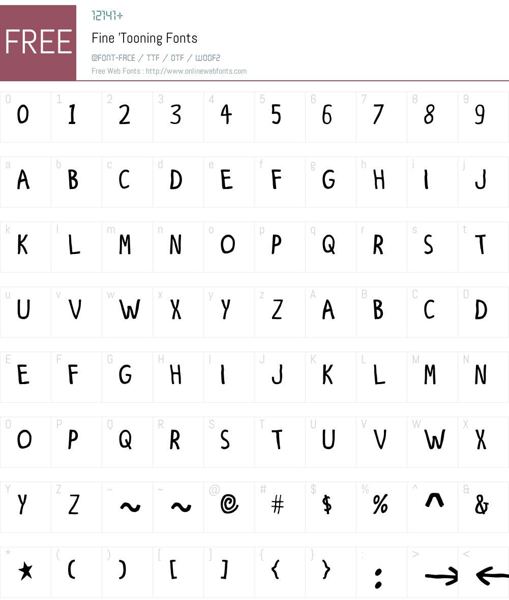 Fine 'Tooning Font Screenshots