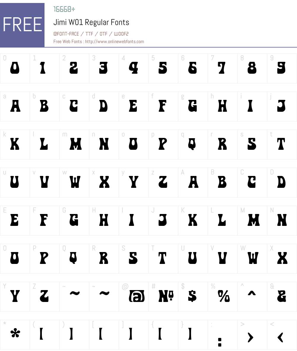 JimiW01-Regular Font Screenshots