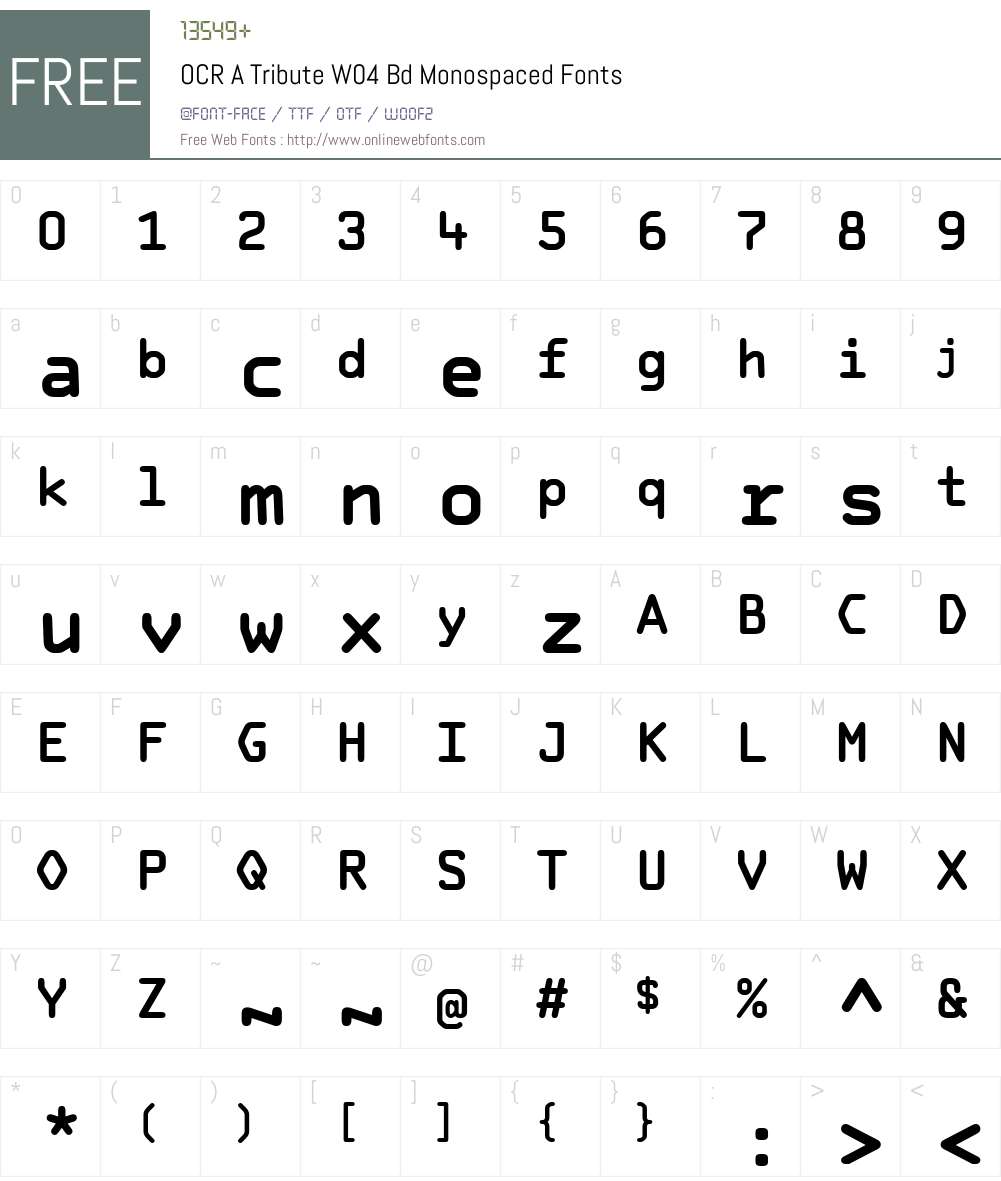 OCR A Tribute Font Screenshots