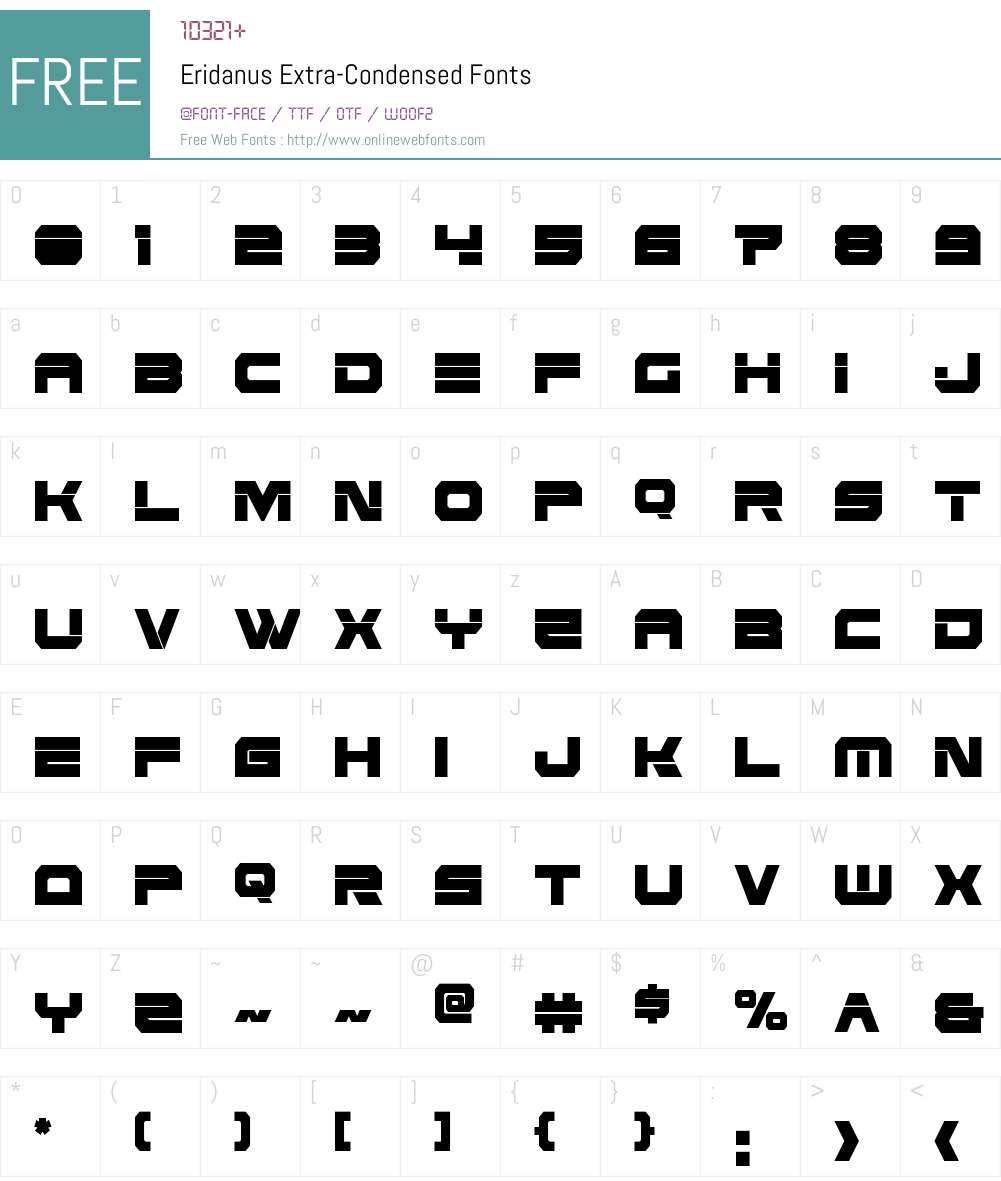 Eridanus Extra-Condensed Font Screenshots