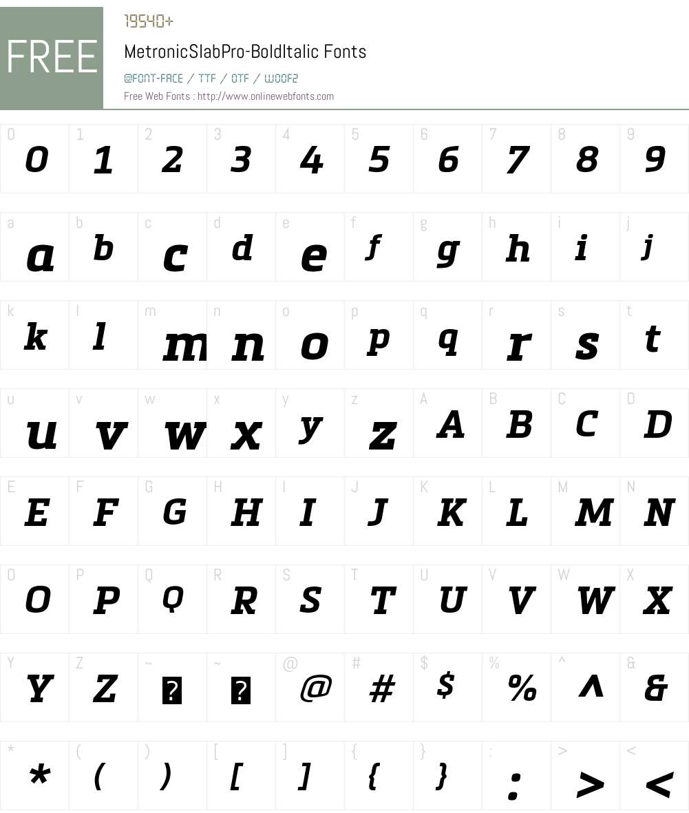 Metronic Slab Pro Font Screenshots