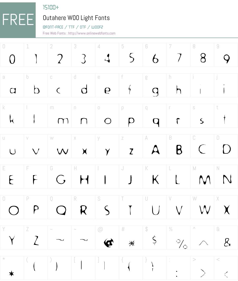 OutahereW00-Light Font Screenshots