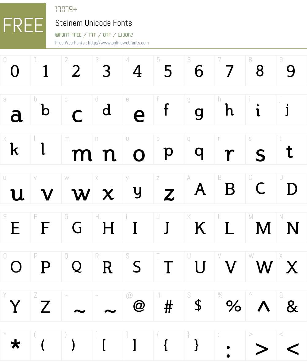 Steinem Unicode Font Screenshots
