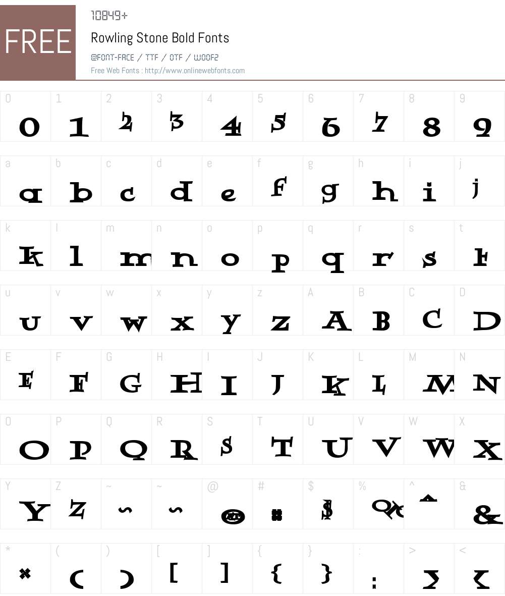 Rowling Stone Bold Font Screenshots