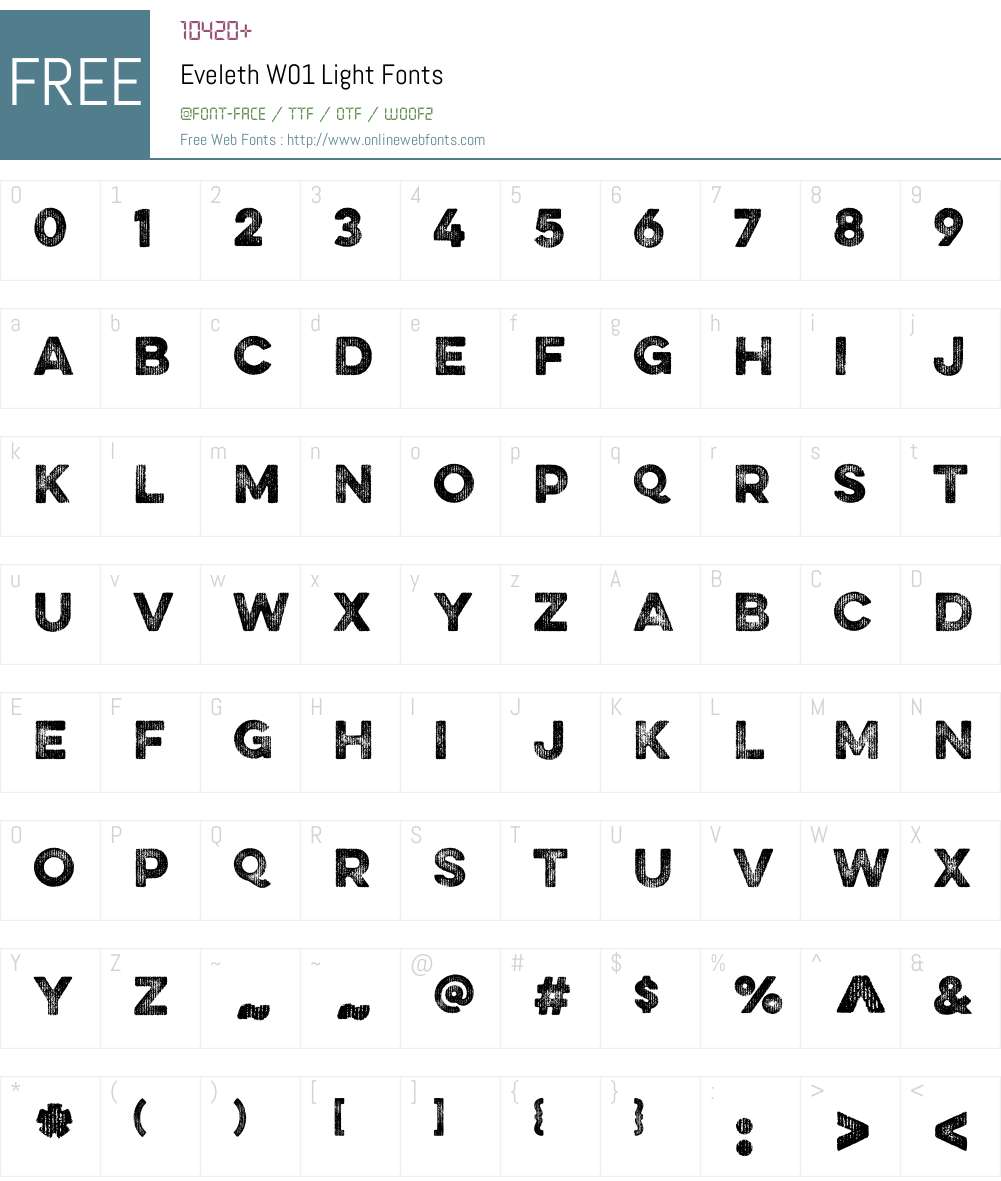 EvelethW01-Light Font Screenshots