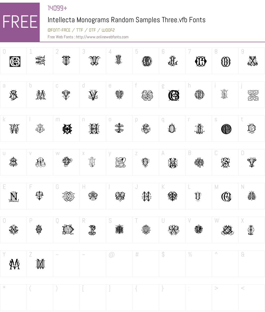 Intellecta Monograms Random Samples Three.vfb Font Screenshots