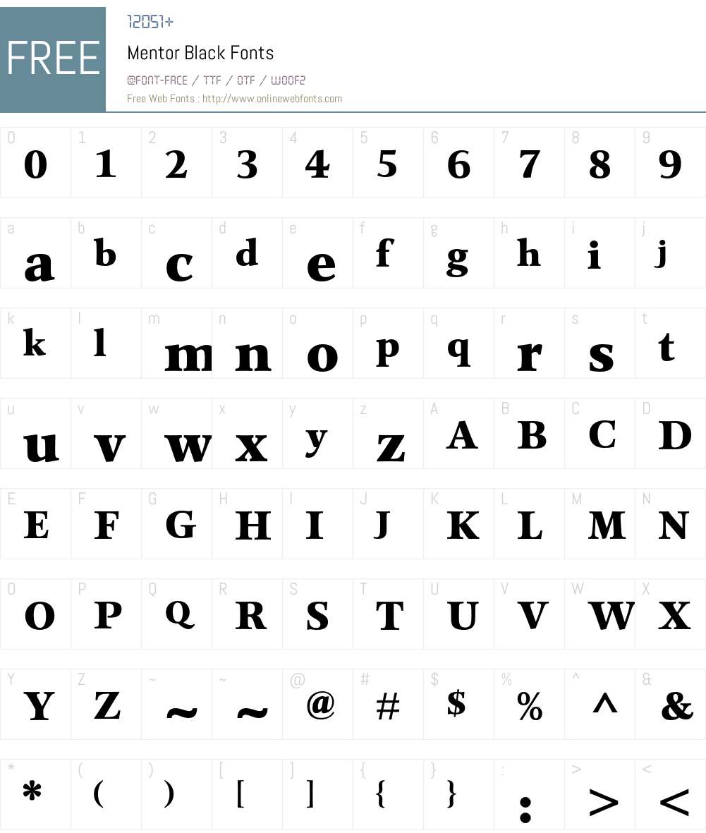 Mentor Font Screenshots
