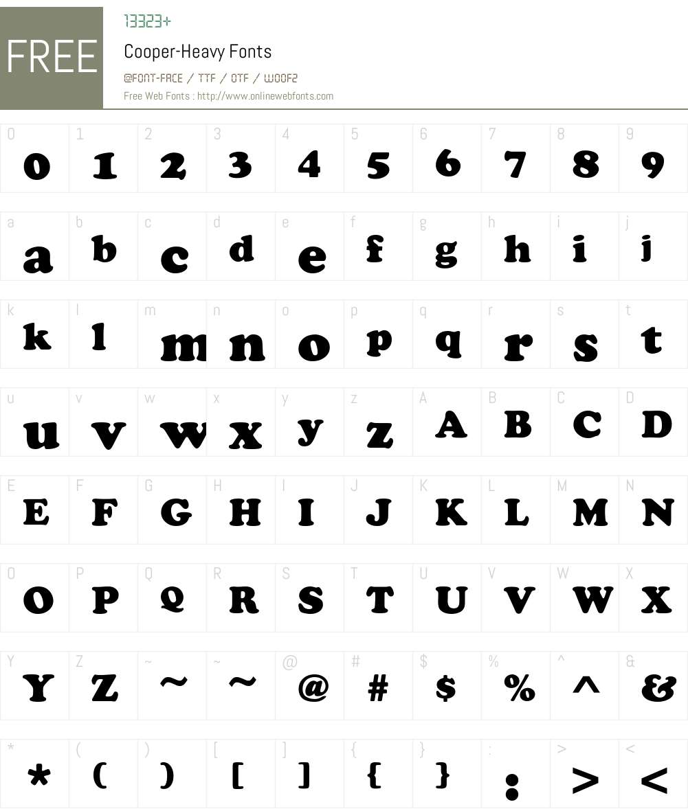 Cooper-Heavy Font Screenshots