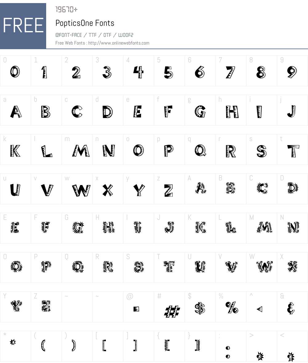 Poptics Font Screenshots