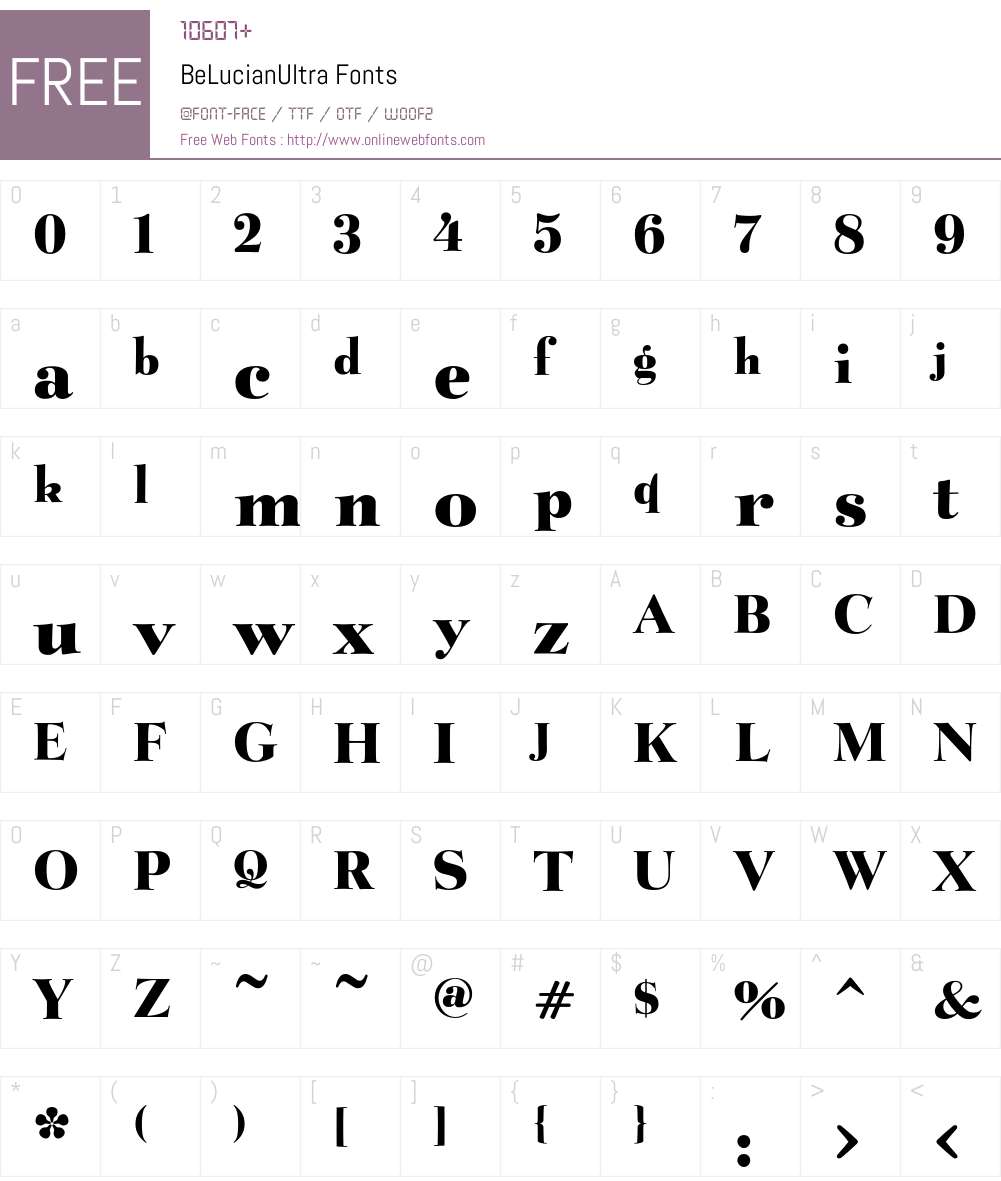 BeLucianUltra Font Screenshots