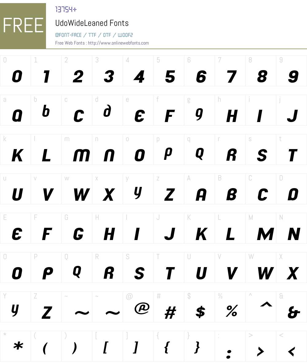 UdoWideLeaned Font Screenshots