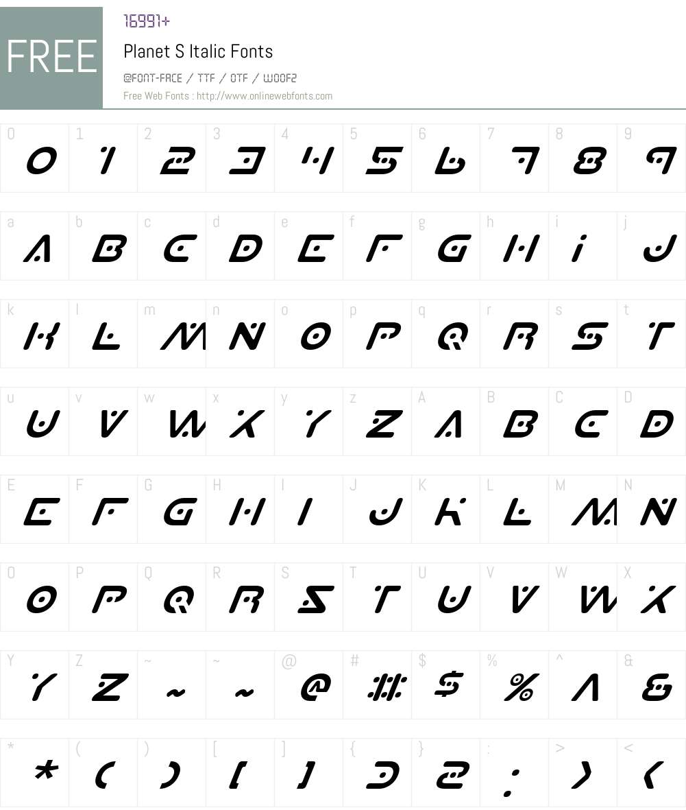 Planet S Italic Font Screenshots