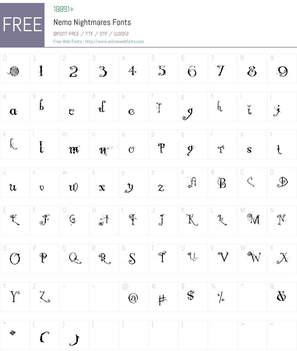 Nemo Nightmares Font Screenshots