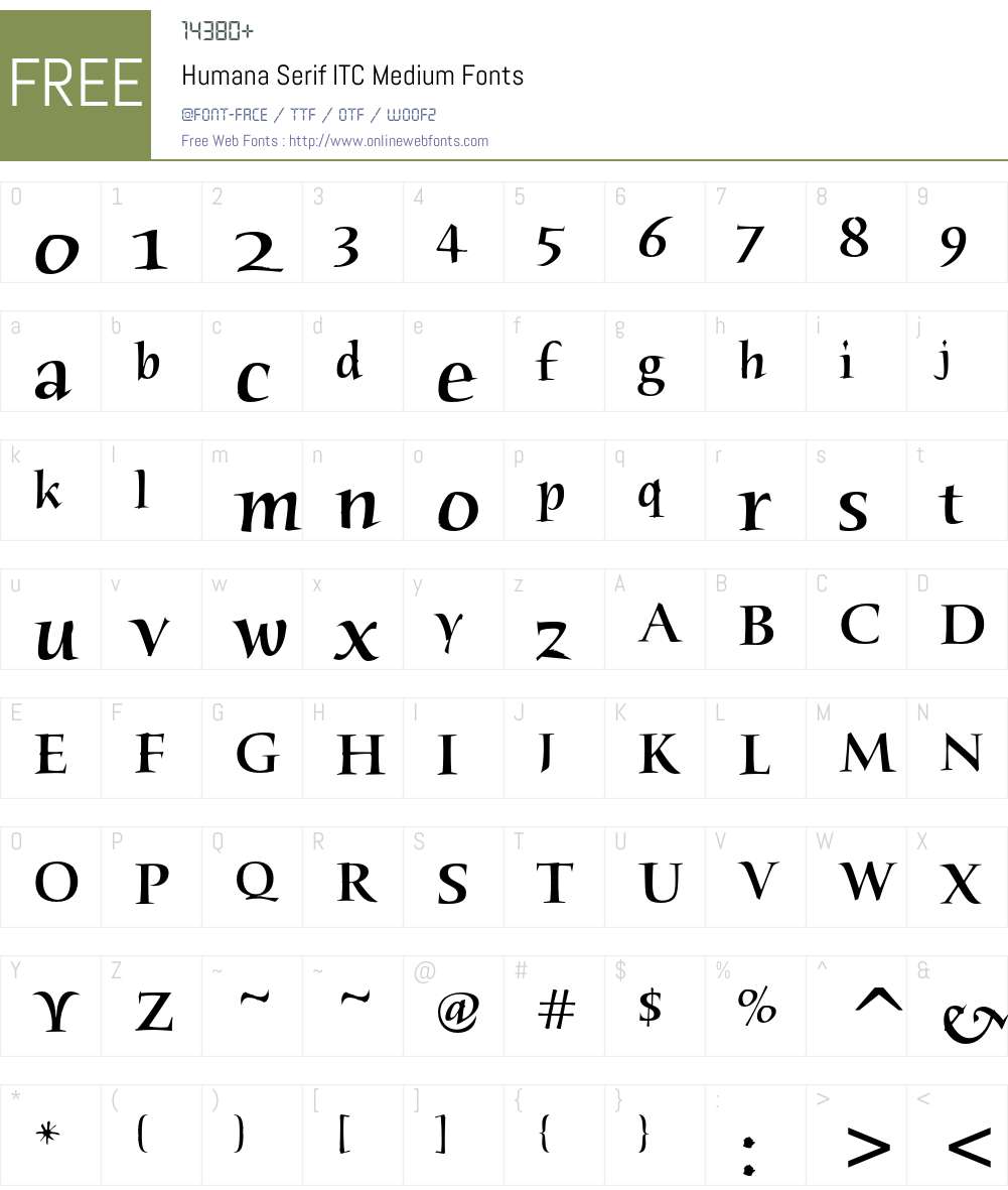 Humana Serif ITC Font Screenshots