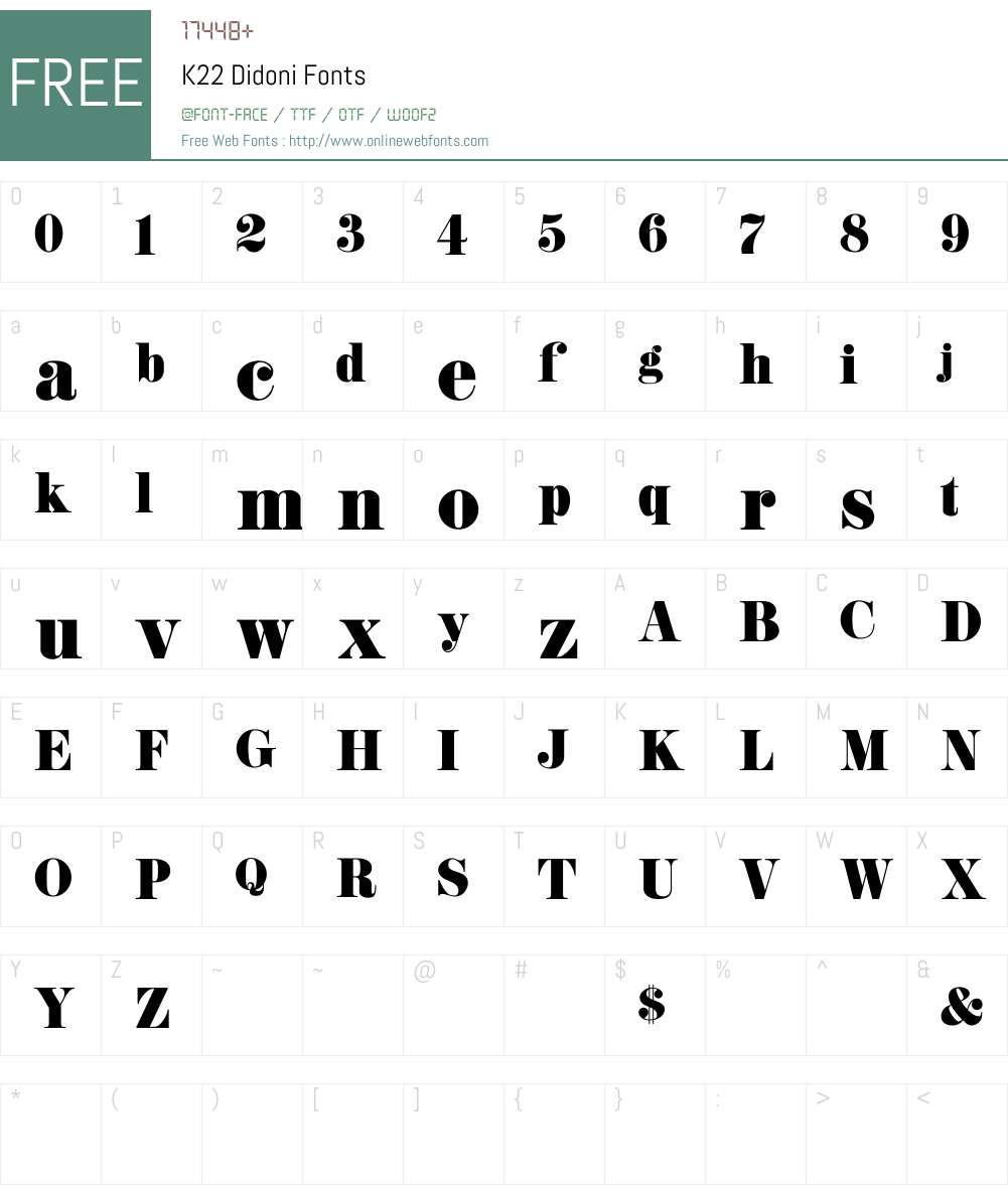 K22 Didoni Font Screenshots