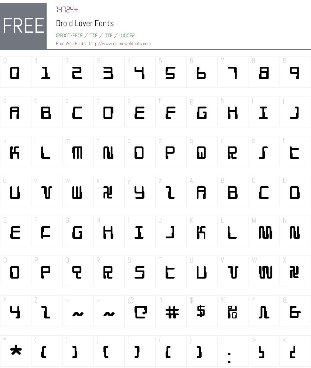 Droid Lover Font Screenshots