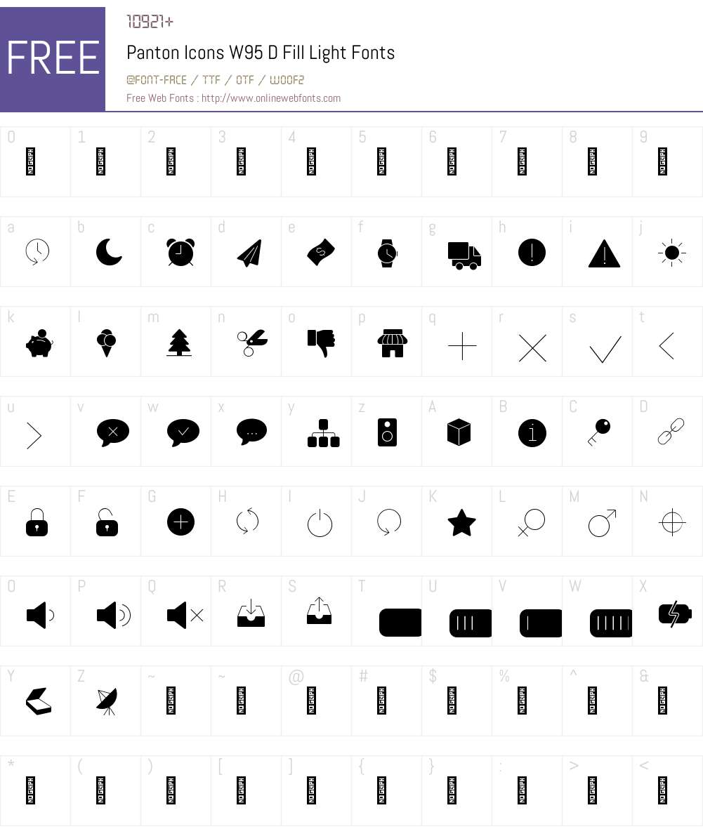 PantonIconsW95-DFillLight Font Screenshots
