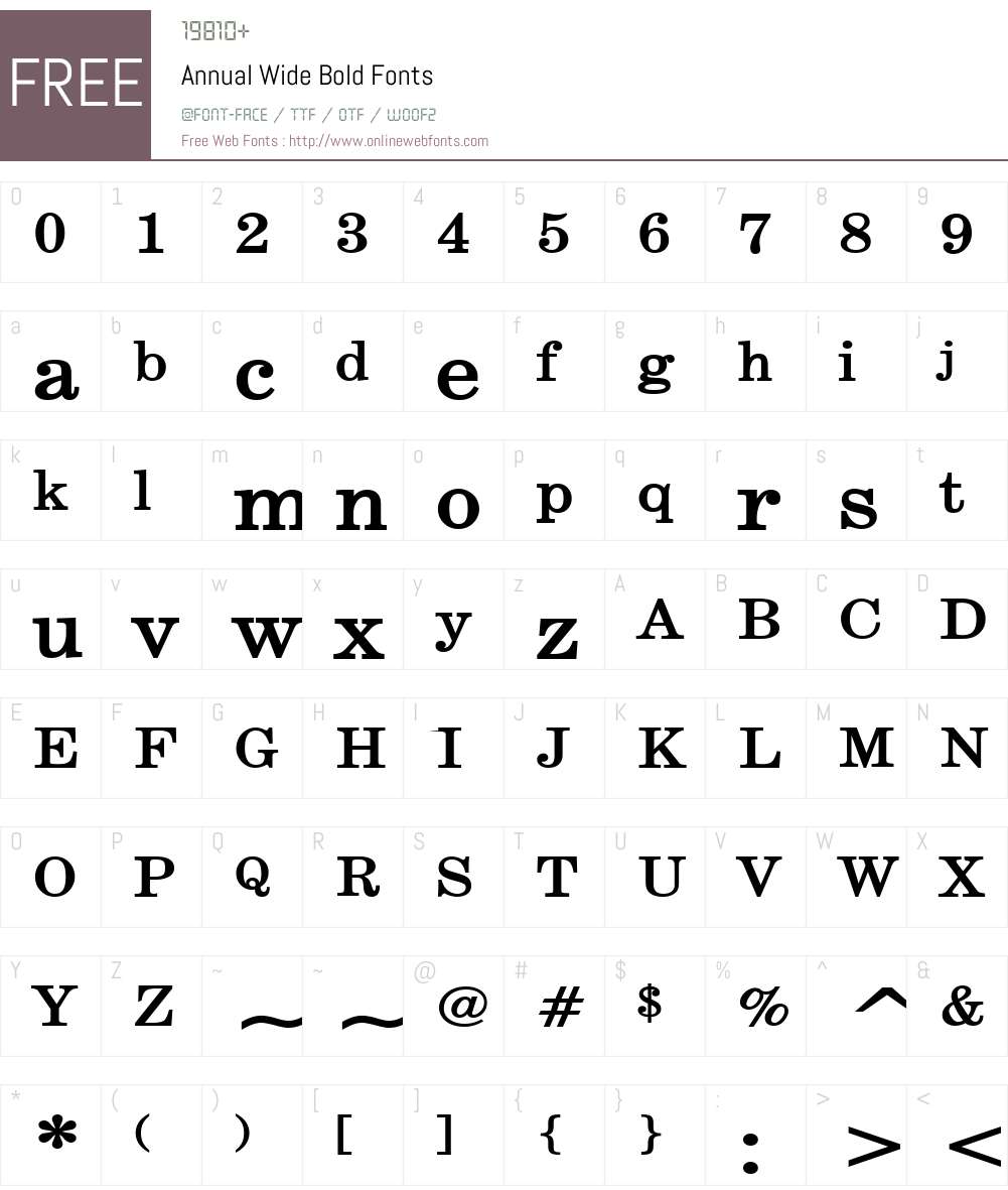 Annual Wide Font Screenshots
