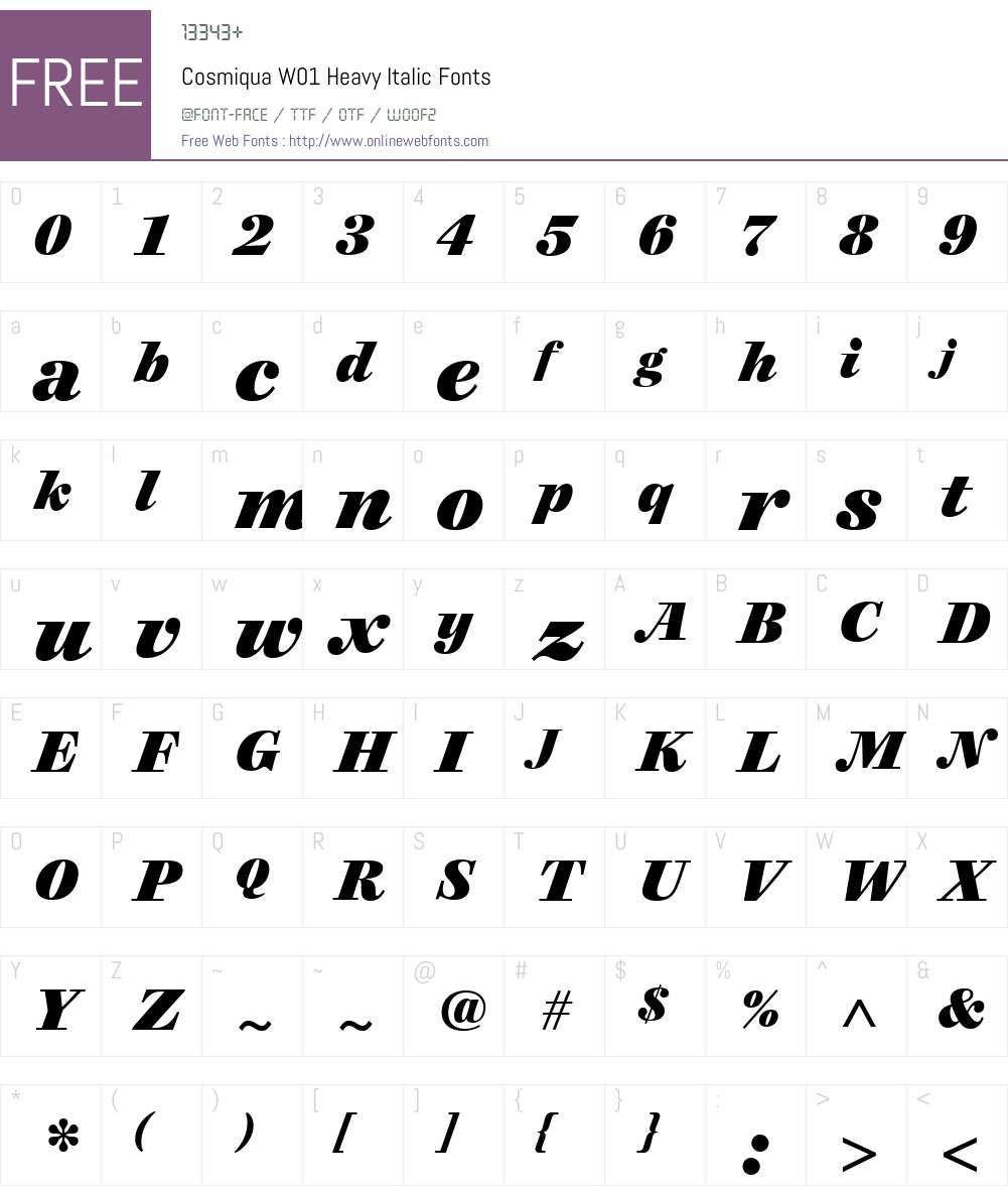 CosmiquaW01-HeavyItalic Font Screenshots