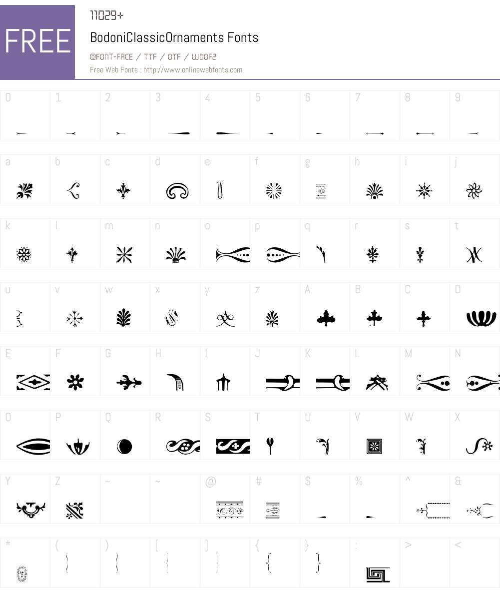 BodoniClassicOrnaments Font Screenshots