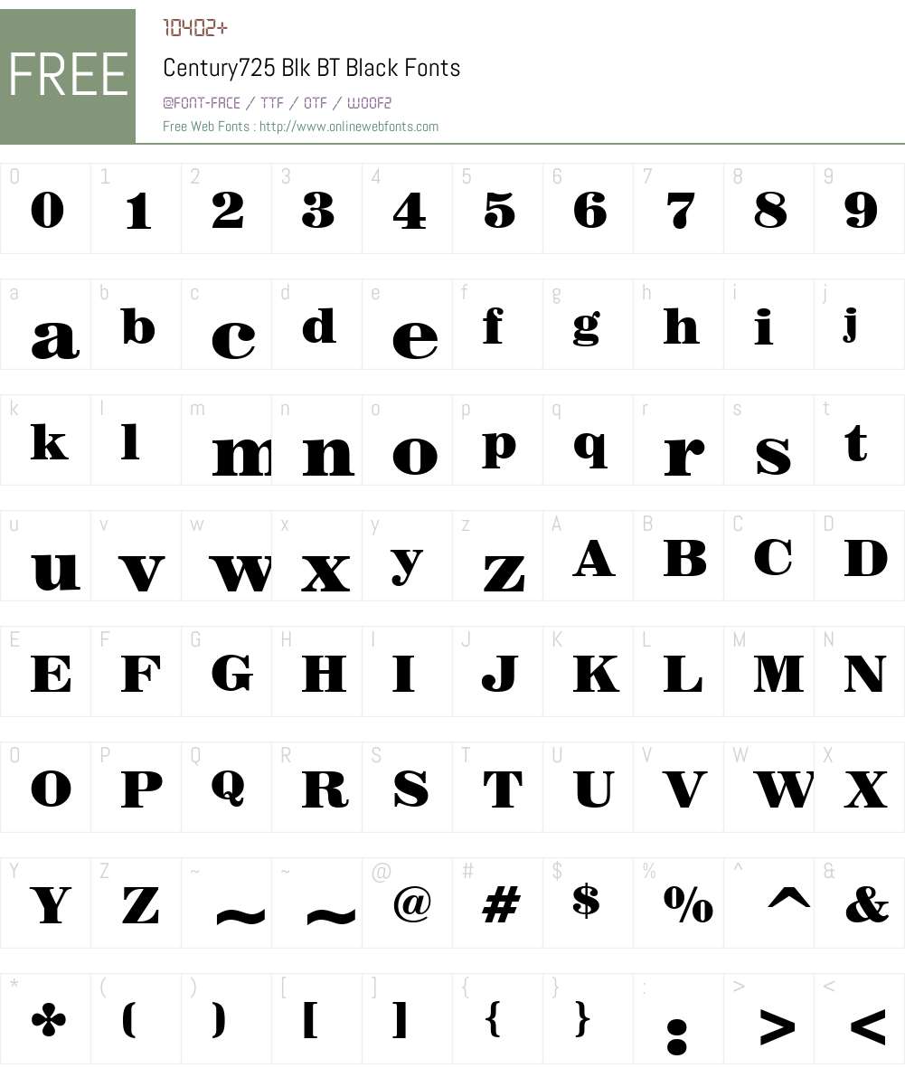 Century725 Blk BT Font Screenshots