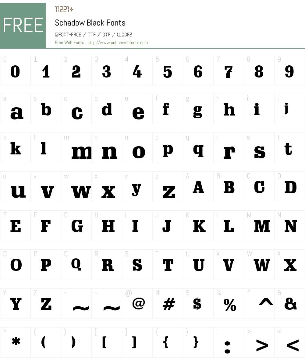 Schadow Font Screenshots