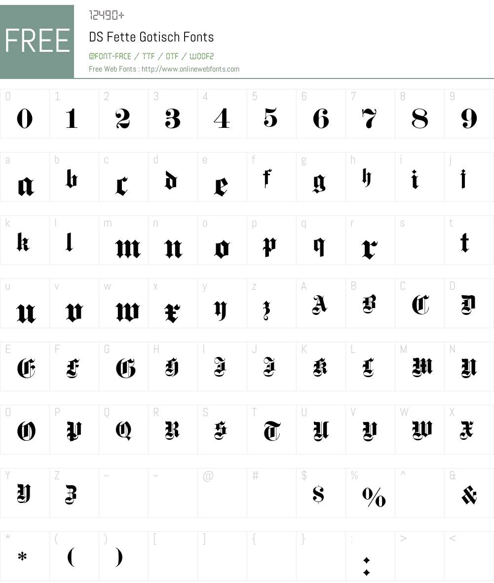 DS Fette Gotisch Font Screenshots