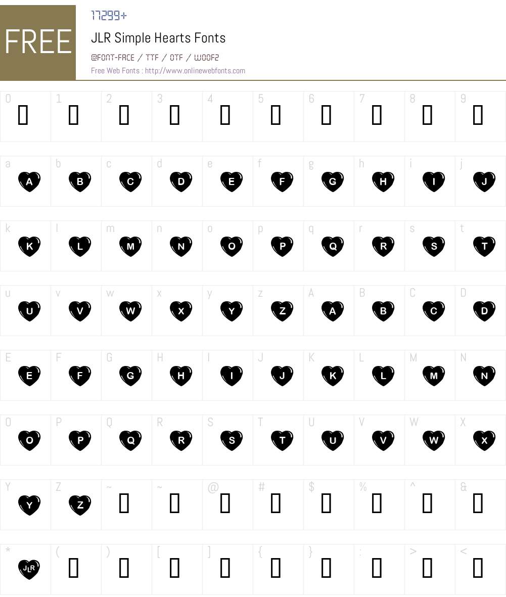 JLR Simple Hearts Font Screenshots