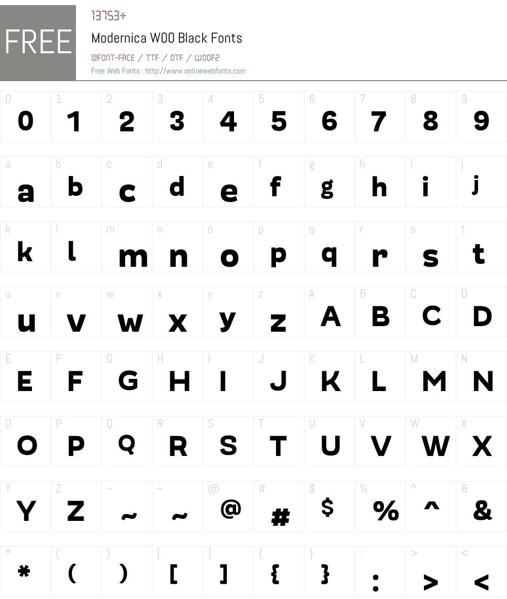 ModernicaW00-Black Font Screenshots