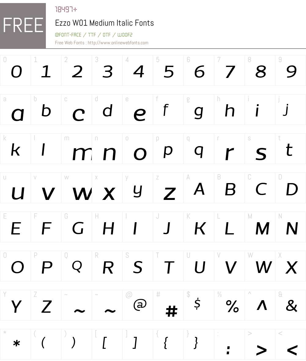 EzzoW01-MediumItalic Font Screenshots