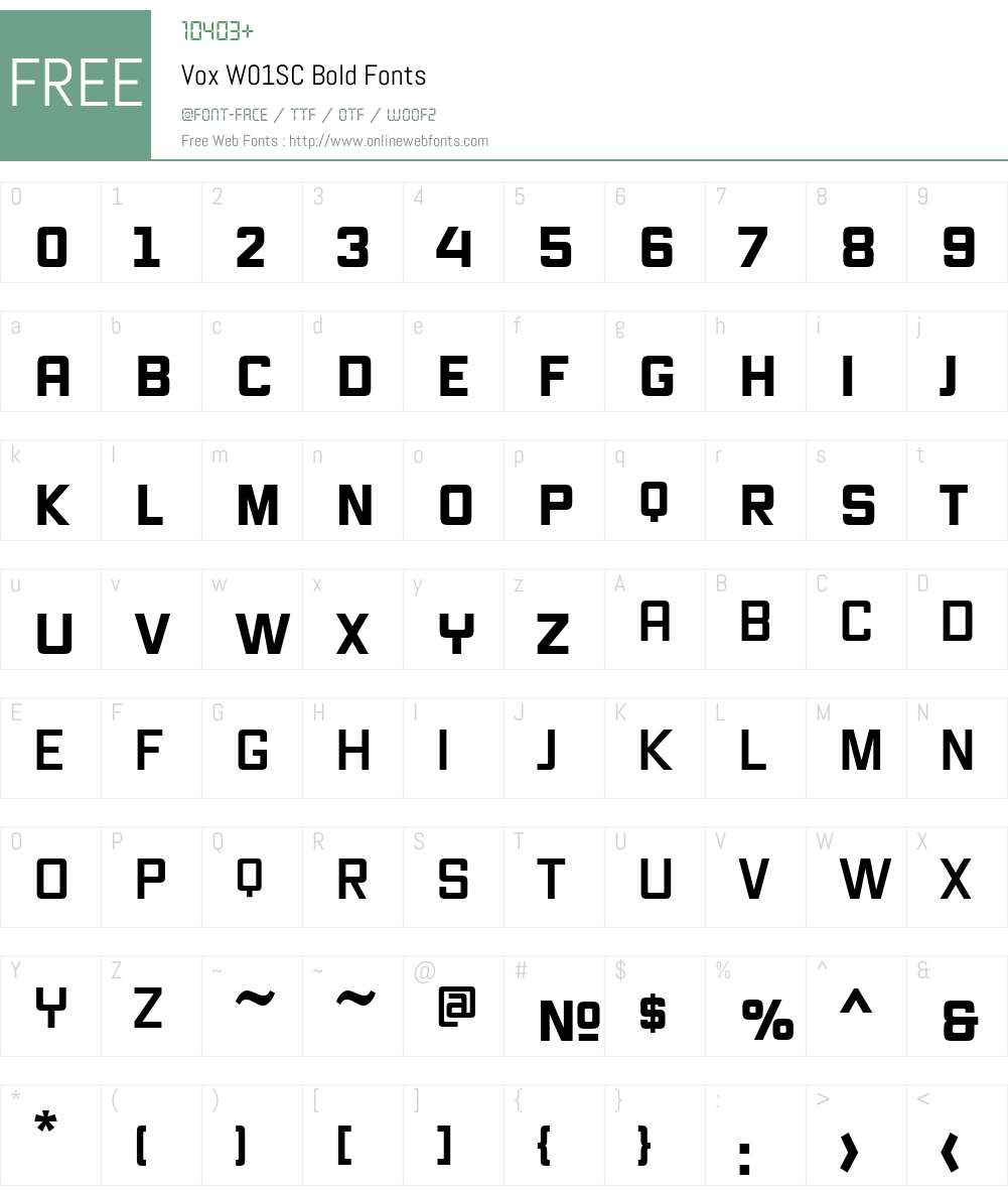VoxW01SC-Bold Font Screenshots