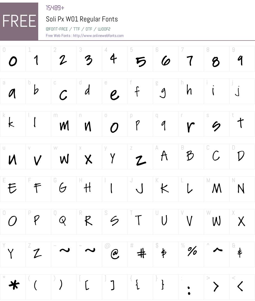 SoliPxW01-Regular Font Screenshots