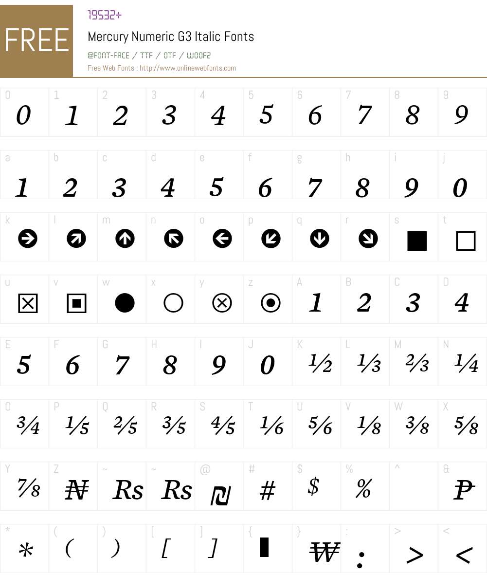 Mercury Numeric G3 Font Screenshots