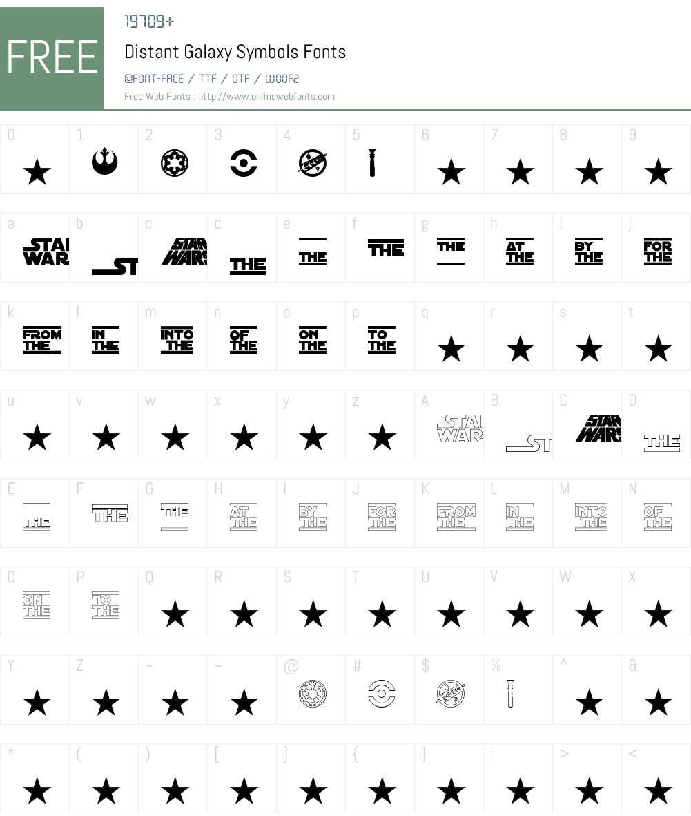 Distant Galaxy Symbols Font Screenshots