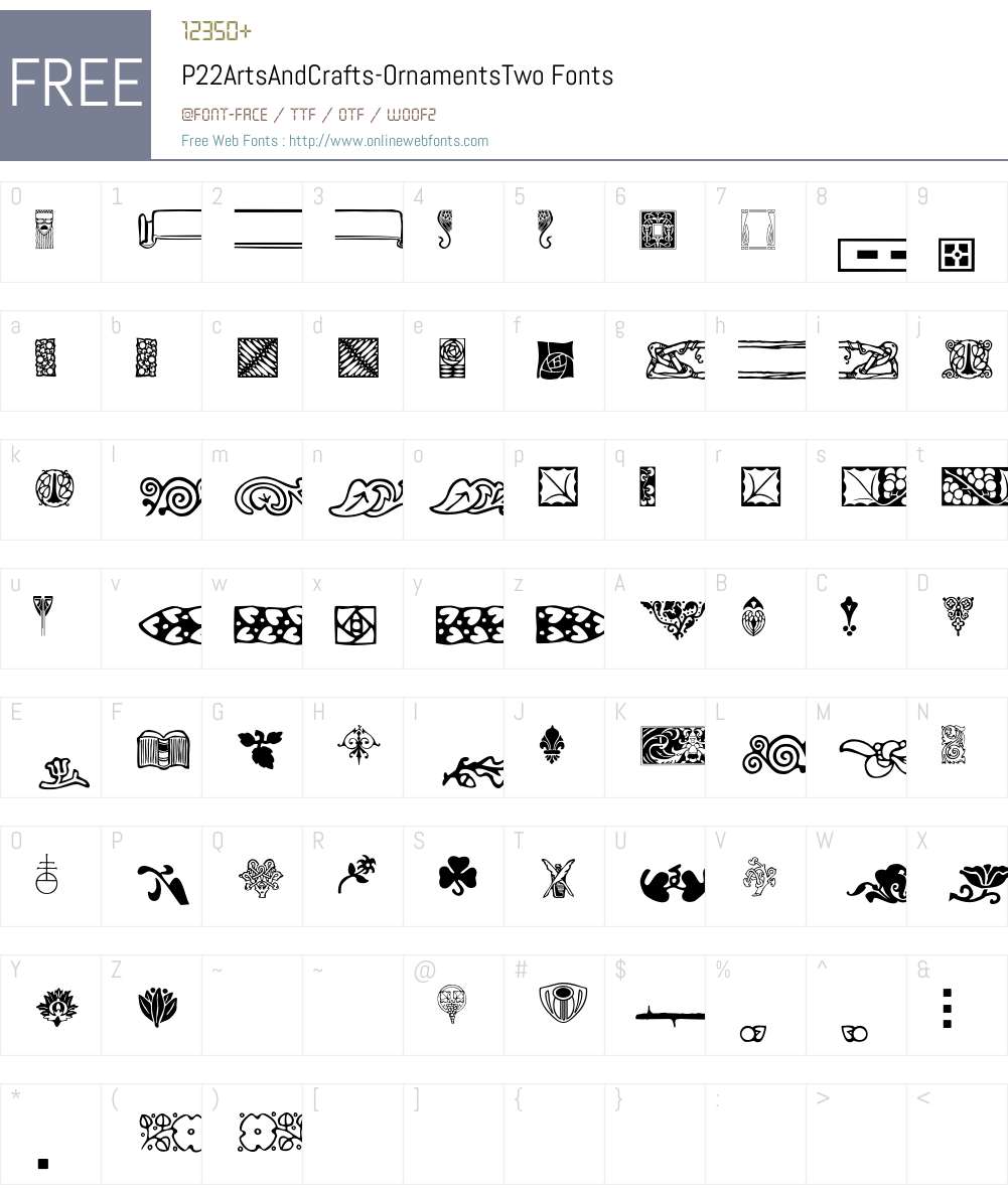 P22ArtsAndCrafts Font Screenshots