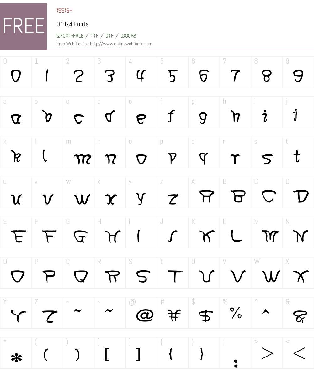 O`Hx4 Font Screenshots