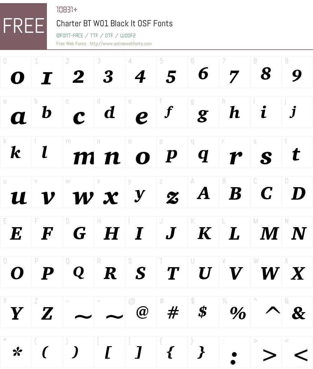 CharterBTW01-BlackItOSF Font Screenshots