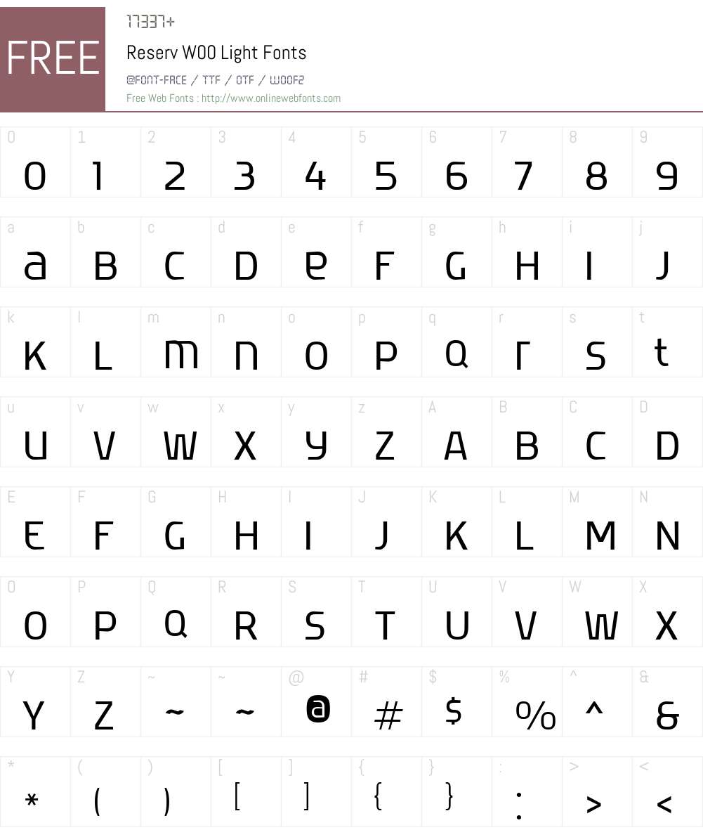 ReservW00-Light Font Screenshots