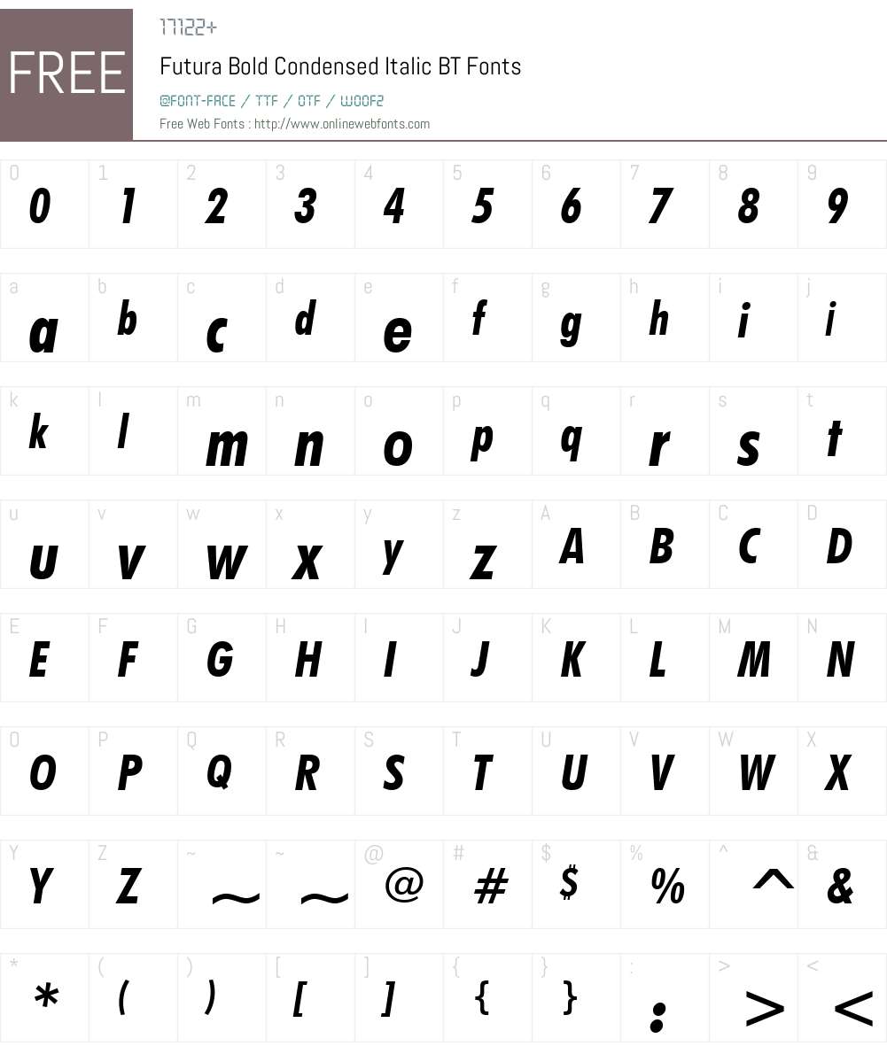 Futura BdCn BT Font Screenshots