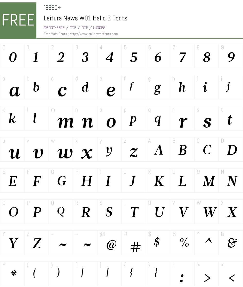LeituraNewsW01-Italic3 Font Screenshots