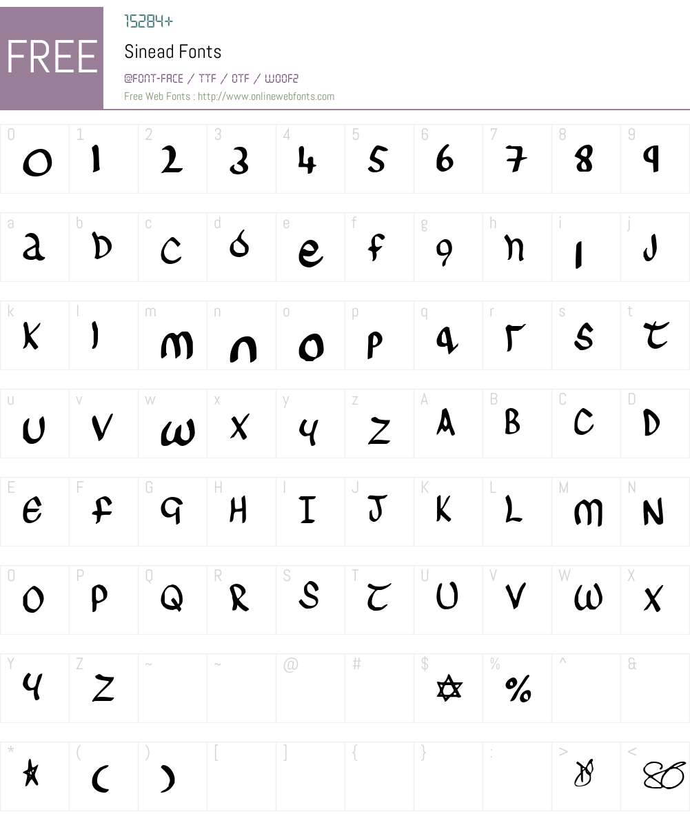 Sinead Font Screenshots