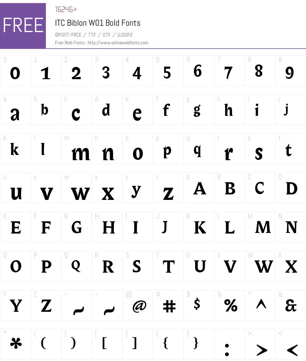 ITCBiblonW01-Bold Font Screenshots