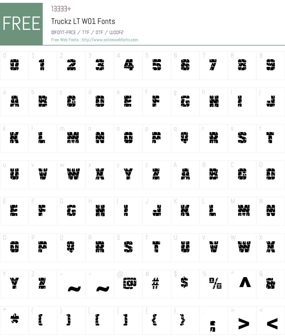 TruckzLTW01 Font Screenshots
