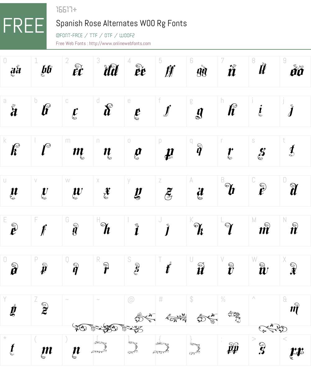 SpanishRoseAlternatesW00-Rg Font Screenshots