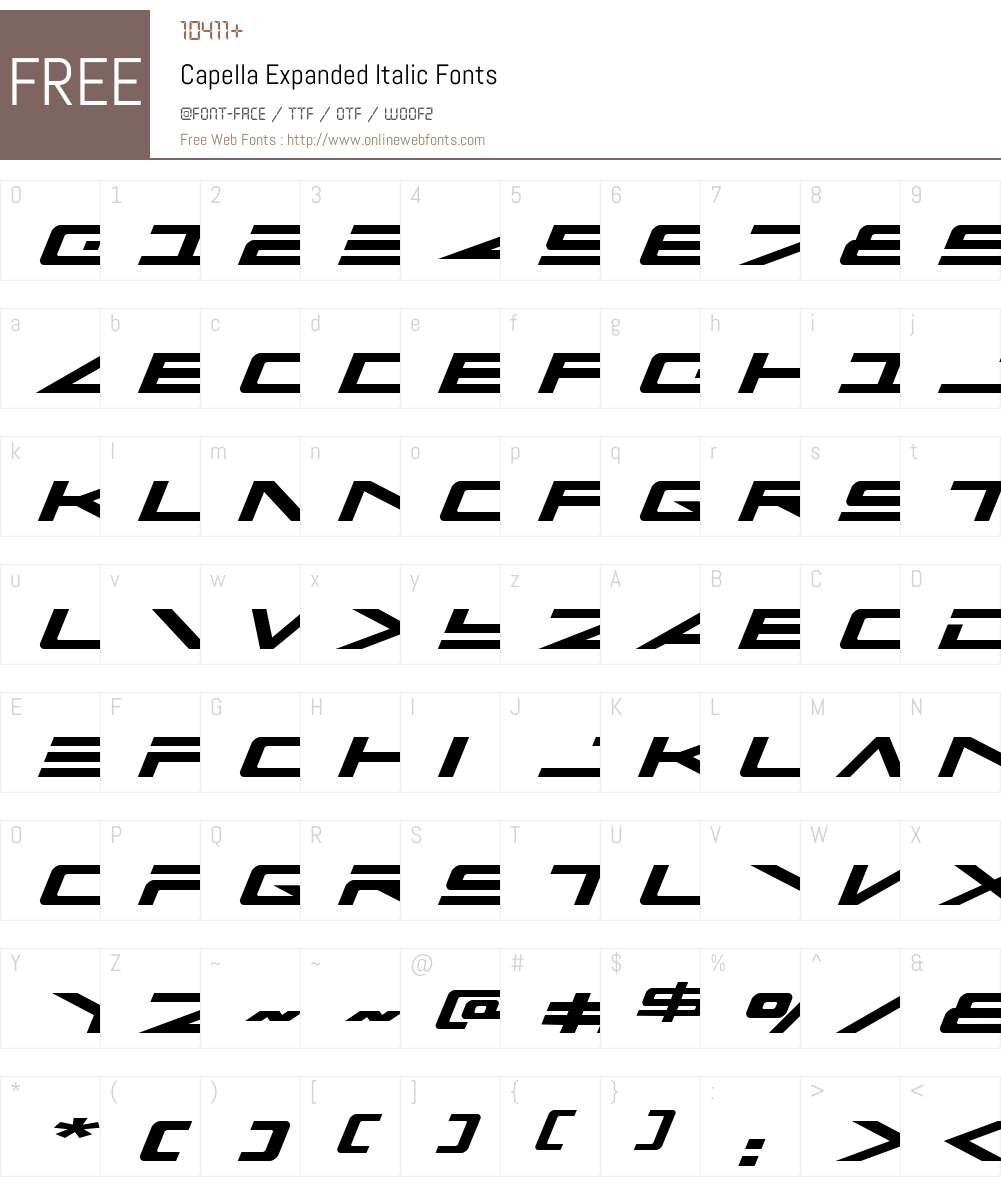Capella Expanded Italic Font Screenshots