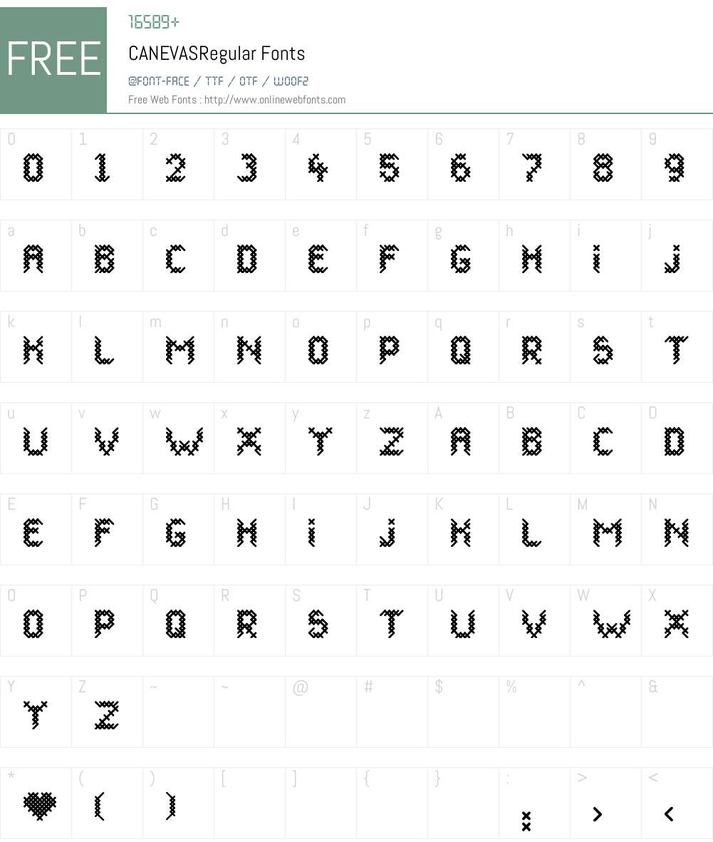 CANEVAS Font Screenshots