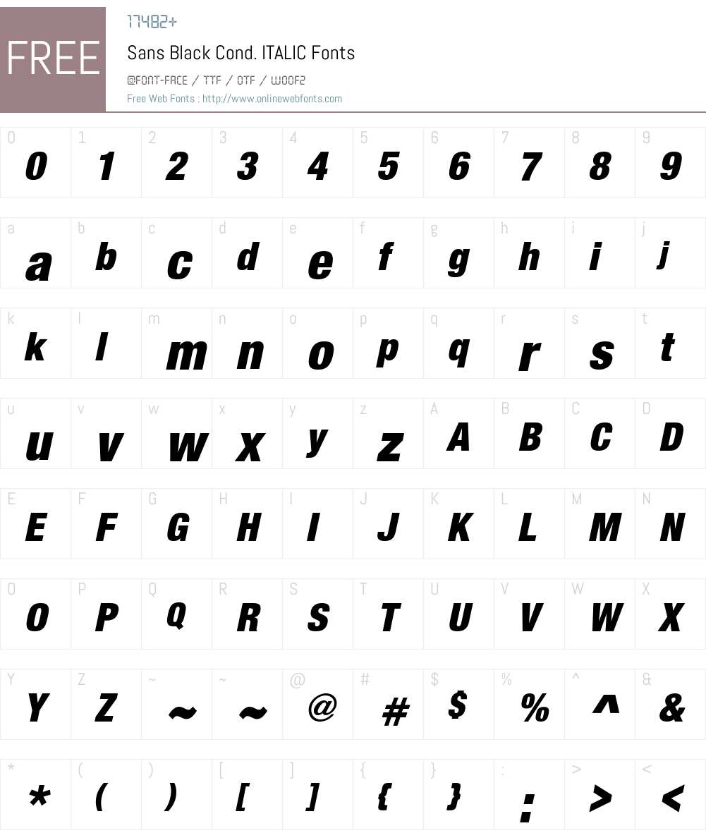 Sans Black Cond. Font Screenshots